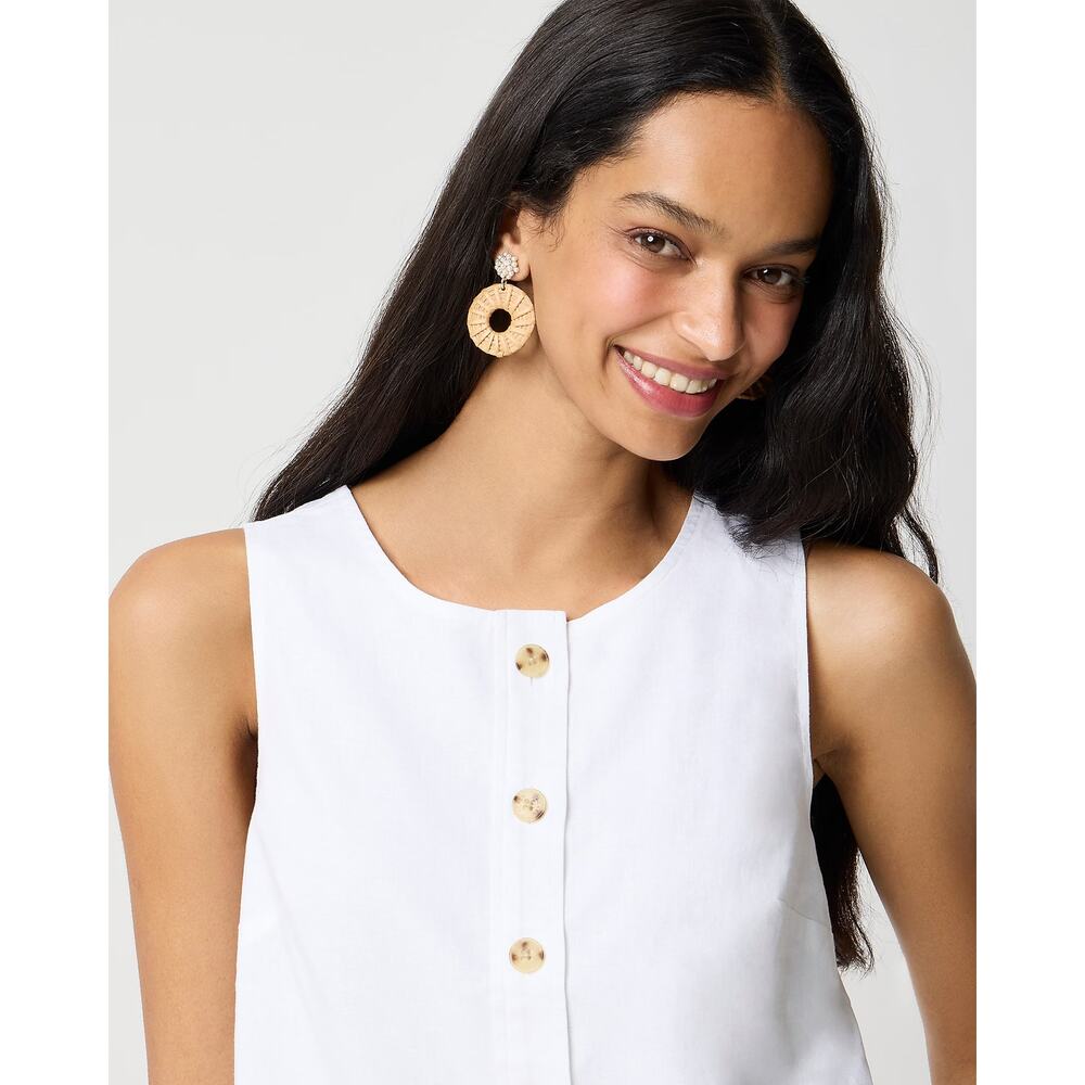 NWT J. Crew Linen-Blend Button-Front Shell Size L - Picture 2 of 7